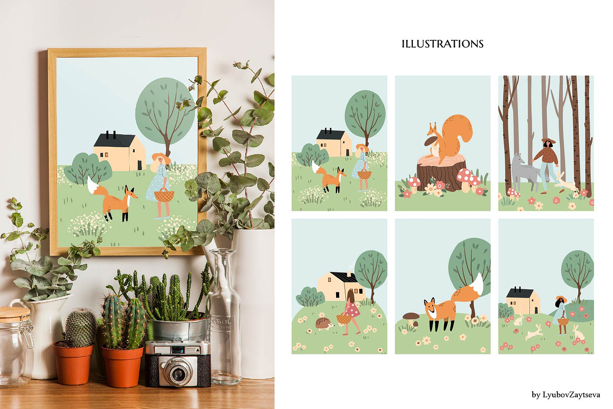 Forest Scenes Illustration Set, an Animal Illustration by LyubovZaytseva (Photo 2 of 5)