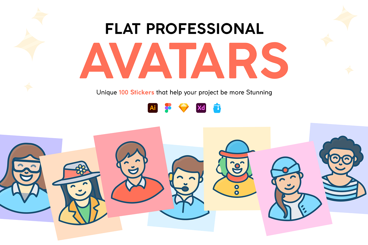 Flat Professional Avatars, a Duotone Icon by Brickclay (Photo 1 of 10)