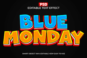Blue Monday Cartoon Text Effect PSD, a Layer Style Add-On by Design Fly