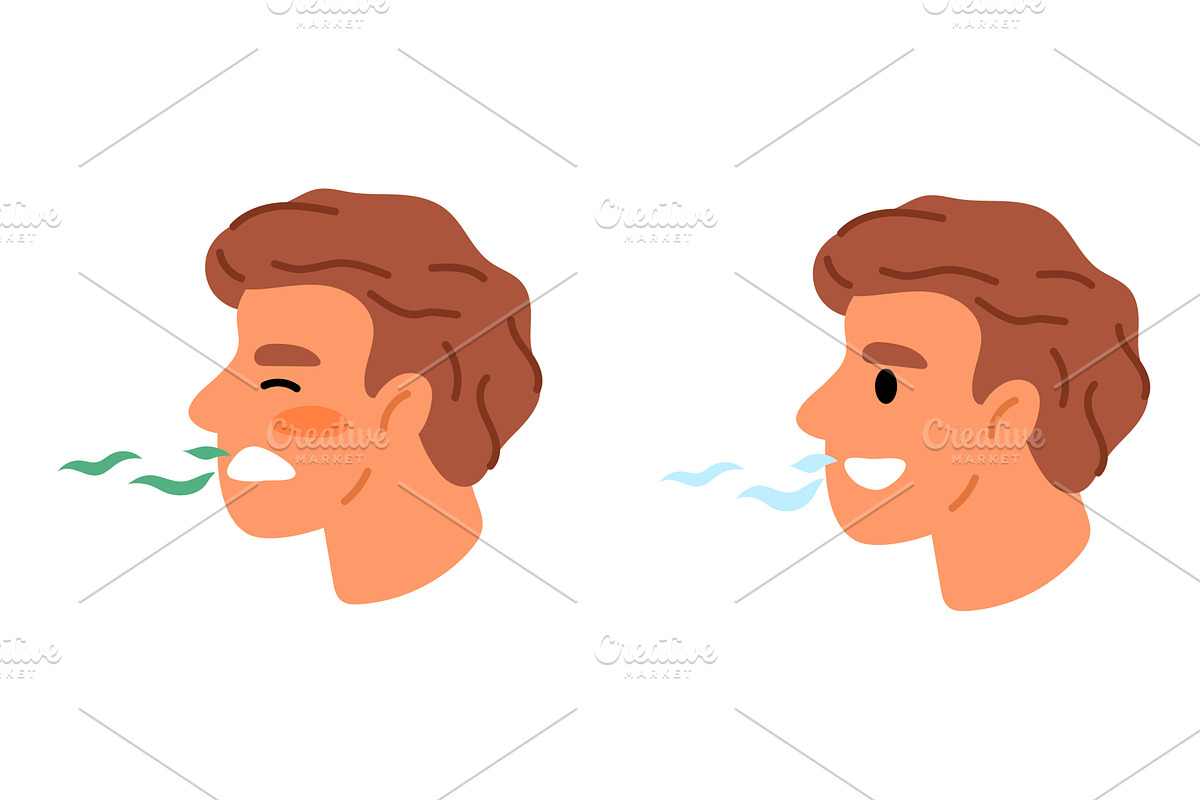 Young man with unpleasant odor and, a Person Illustration by Vectorbuum