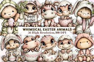 Whimsical Easter Animals Clipart, an Illustration by Sublimation Artist