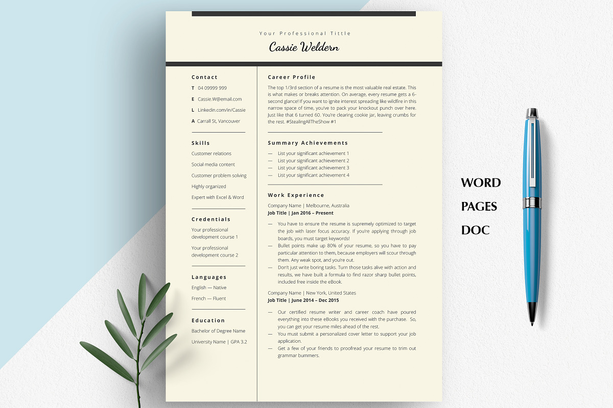 Google Doc Resume Template, CV Word, a Resume Template by Career Canvas (Photo 7 of 11)