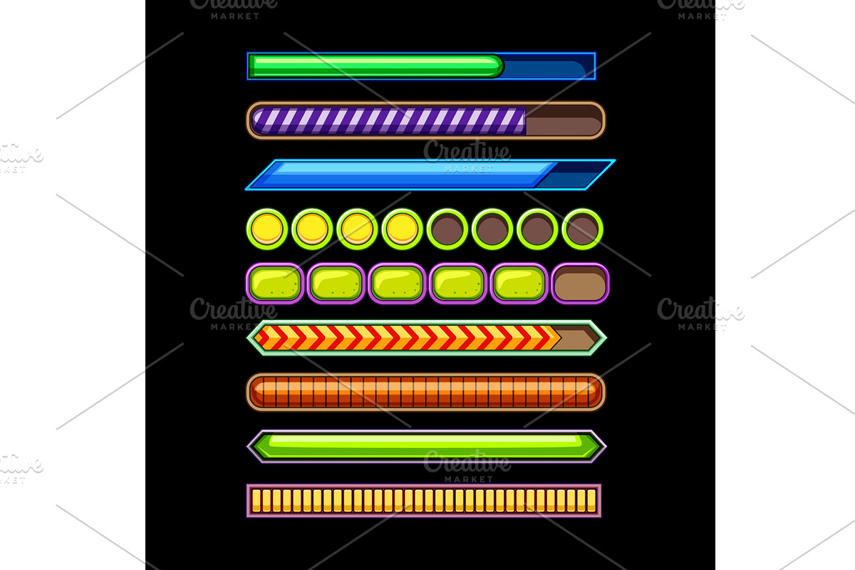 Diverse set of cartoon game progress, a Technology Illustration by pikepicture