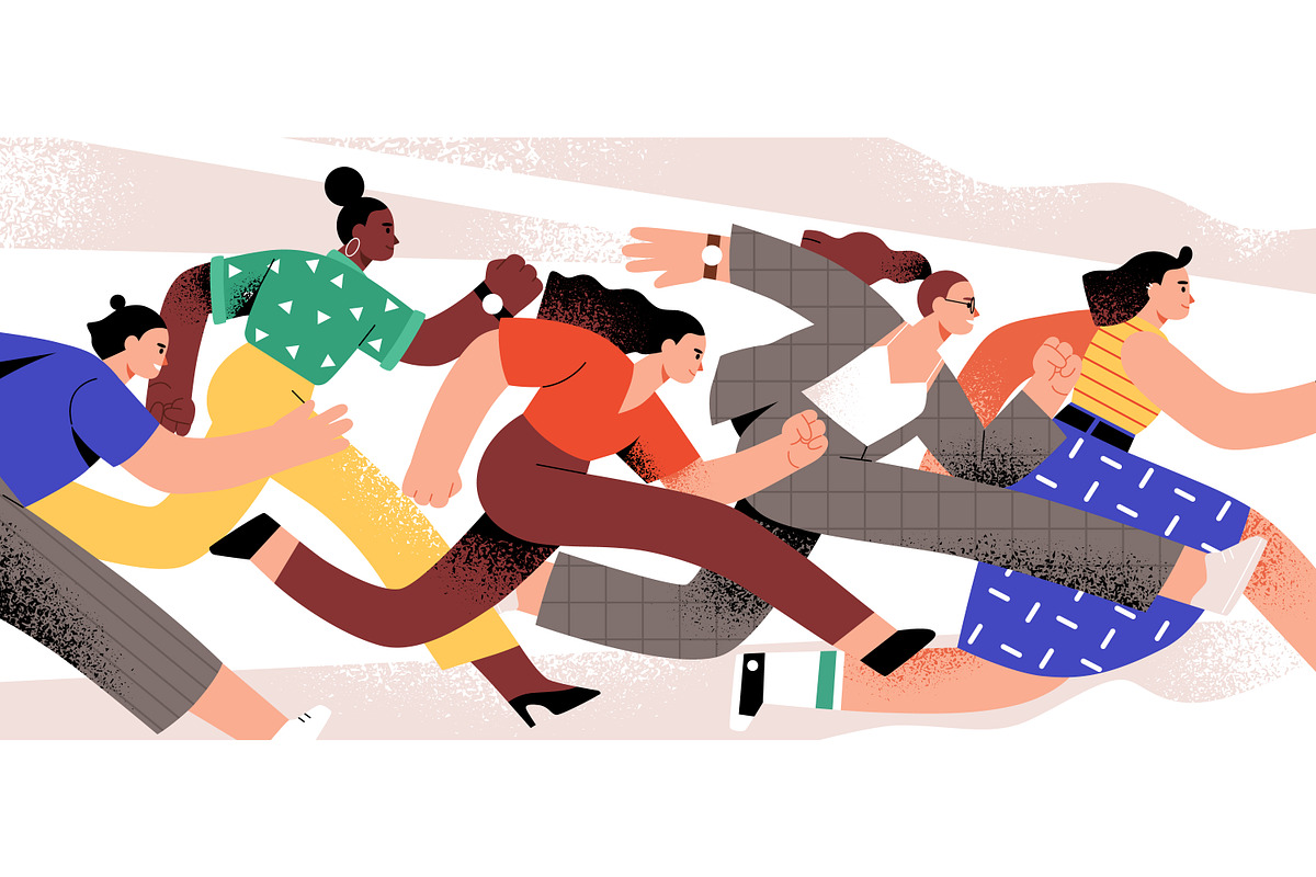 Women running and competing concept, a Person Illustration by Good Studio (Photo 1 of 3)