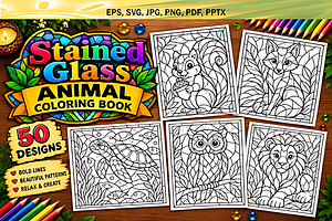 Stained Glass Animal Coloring Book