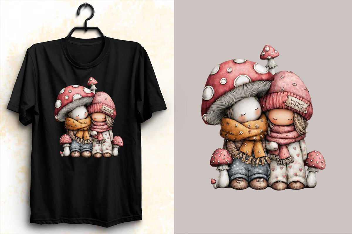 Whimsical Mushroom Couple Clipart Bu, an Illustration by SVGArt (Photo 5 of 8)