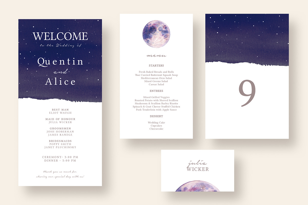 Dreamy Moon and Star Wedding Suite, an Invitation Template by Knotted Design (Photo 6 of 6)