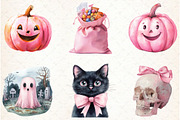 Pastel Pink Halloween PNG Clipart, a Graphic by Libby Wishes (Thumbnail 2 of 6)