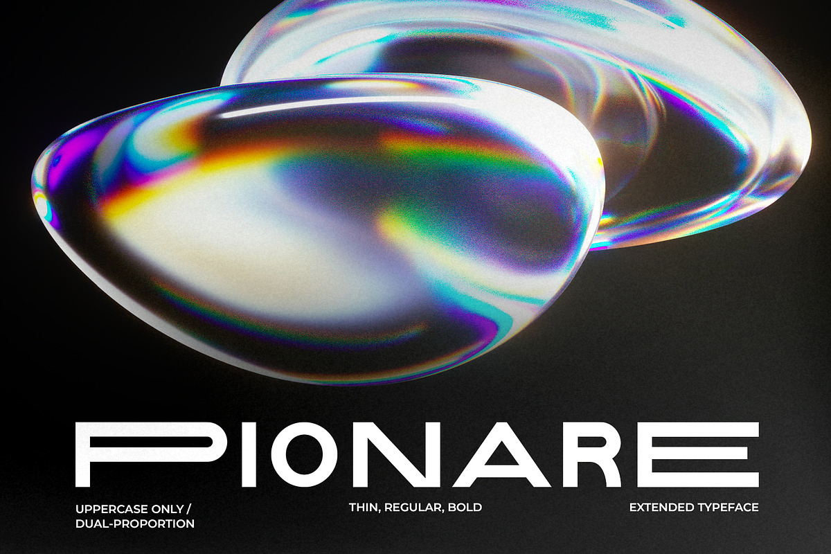 Pionare – Futuristic Extended, a Sans Serif Font by Tammami (Photo 1 of 9)