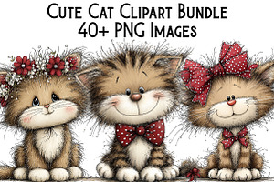 Cute Cat Clipart Bundle, an Illustration by Pixels.Craft