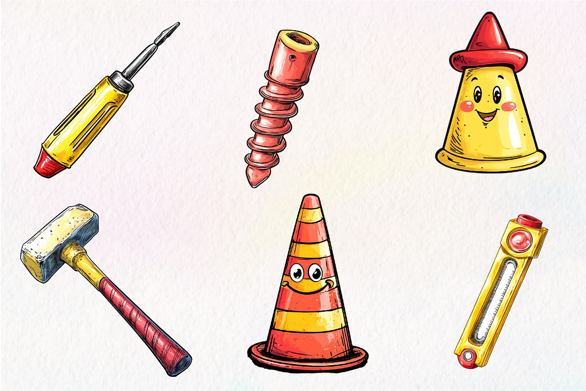 Cute Construction Watercolor Clipart, an Illustration by CreationArt (Photo 9 of 9)