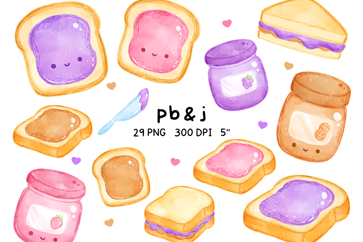 Sketchy Pbj Clipart, an Education Illustration by greywalnutstudio (Photo 1 of 4)