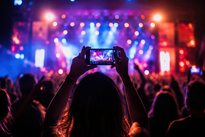 Crowd at concert taking photos, a Photo by Beautiful things