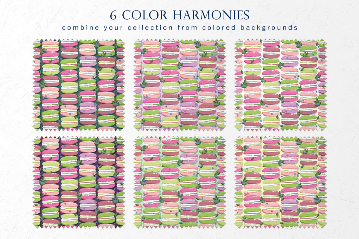 Macaron and blueberry sprigs, a Pattern Graphic by Yummy (Photo 3 of 7)