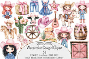 Watercolor Cowgirl Clipart, a Seasonal Illustration by Design Market (Thumbnail 1 of 5)