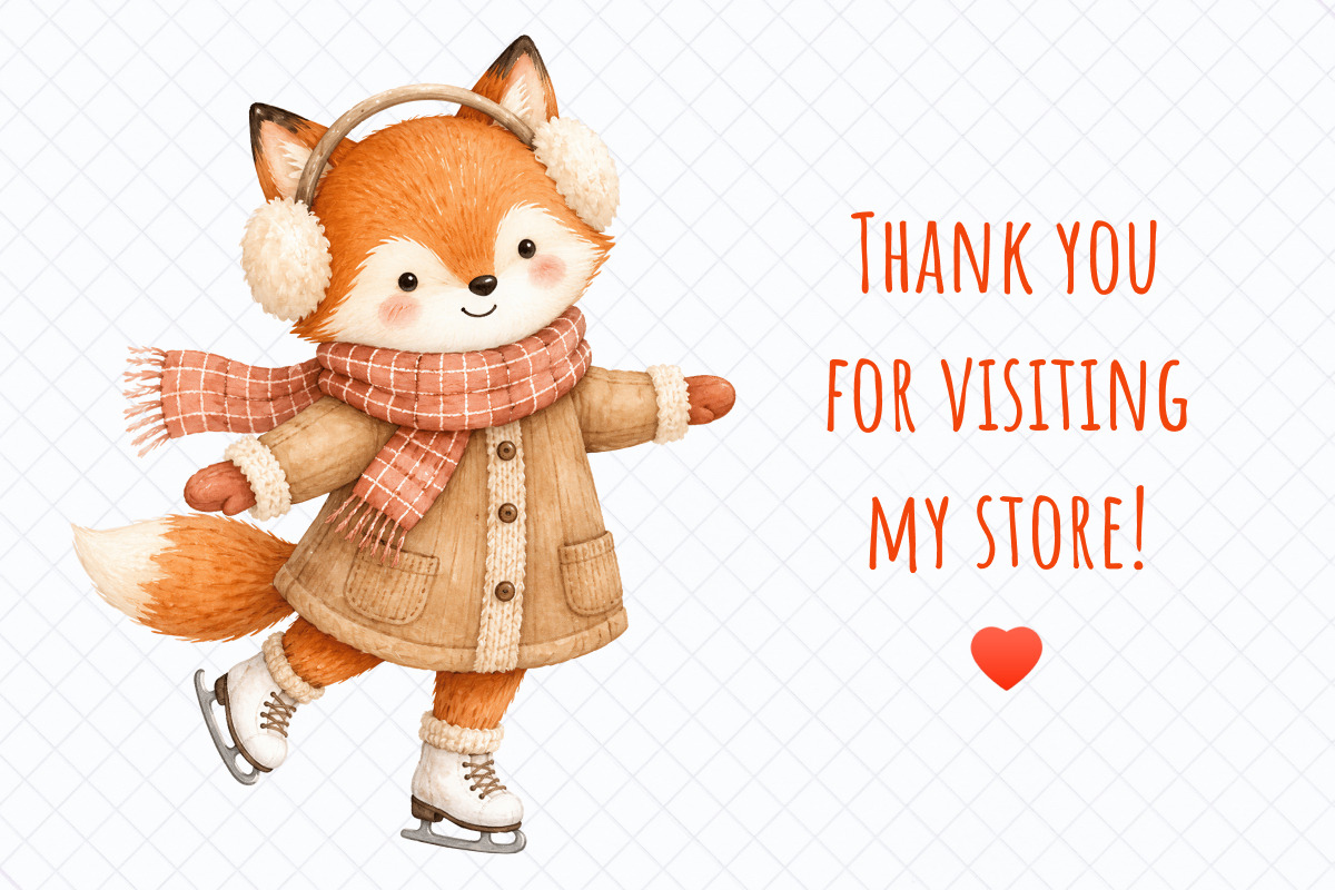 Cozy Winter Animals Clipart - 50 PNG, an Animal Illustration by Whimsy Brush Studio (Photo 9 of 10)
