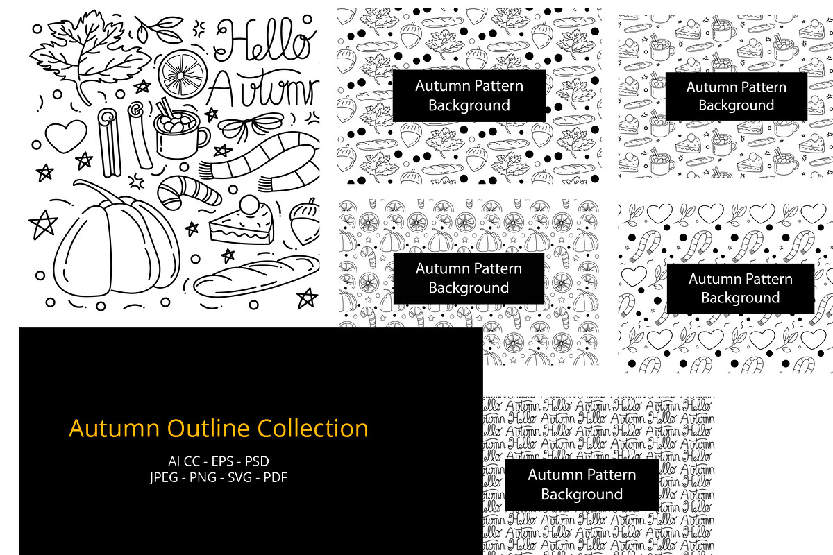 Autumn Outline Collection, a Background Graphic by bungamustia (Photo 1 of 7)