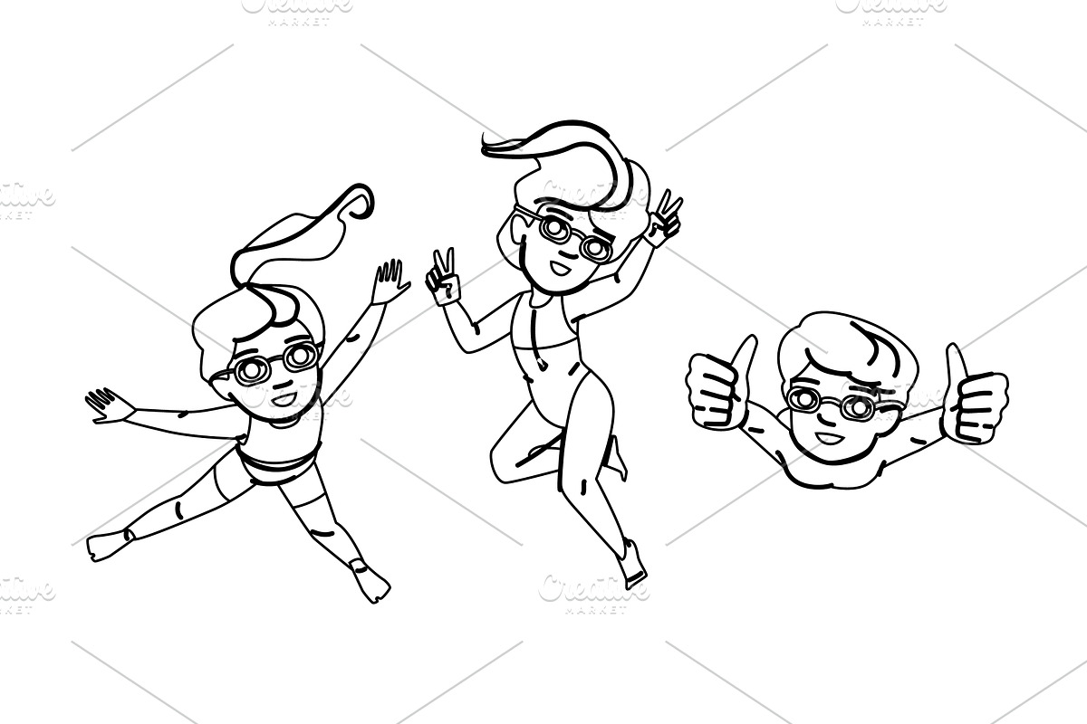 water kids underwater vector, a Person Illustration by pikepicture