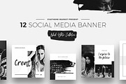 Black & White Social Media Designs, a Social Media Template by Creatoly (Thumbnail 1 of 5)