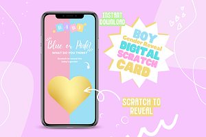 Boy Gender Reveal Scratch Card, a Landing Page Template by SunshineStudioBoutique