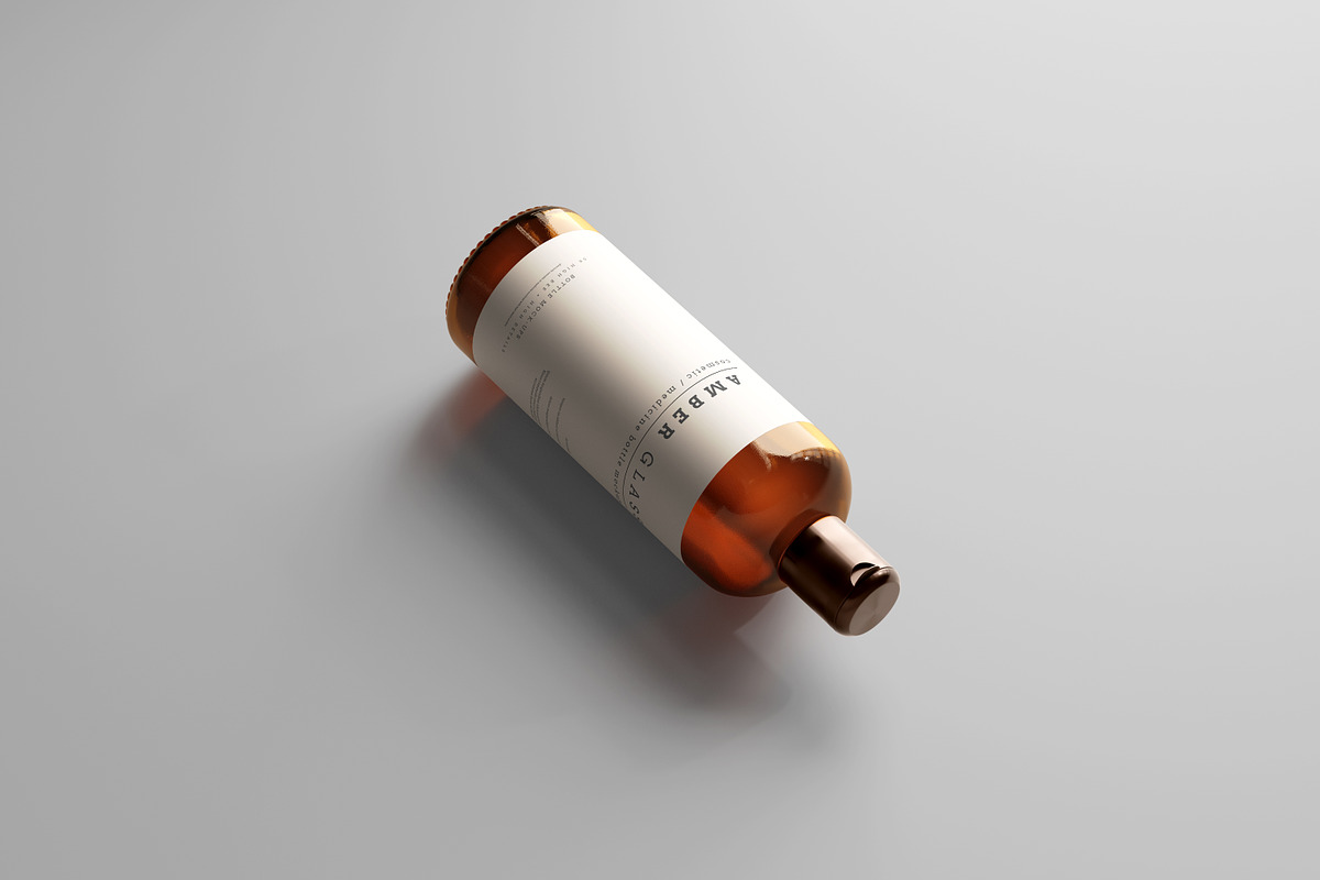 Amber Glass Bottle Mockups, a Cups & Container Mockup by pmvch (Photo 4 of 10)