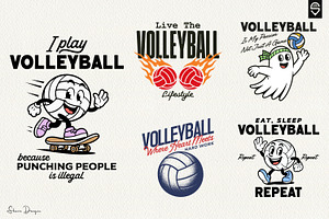 Volleyball T-Shirt Design Bundle, a Sport Illustration by shaondesigns
