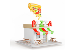 Isometric Pizzeria Restaurant