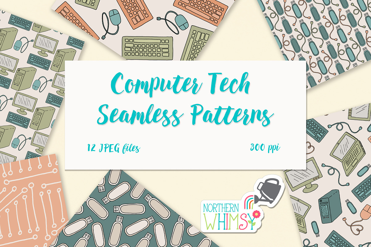 Computer Science Seamless Patterns, a Pattern Graphic by Northern Whimsy Design (Photo 1 of 4)