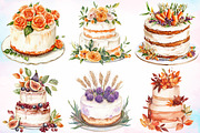 Watercolor Fall Wedding Cake Clipart, a Seasonal Illustration by Canvas Craft (Thumbnail 3 of 4)
