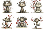 Whimsical Spring Cats Clipart, an Illustration by Designking (Thumbnail 5 of 7)
