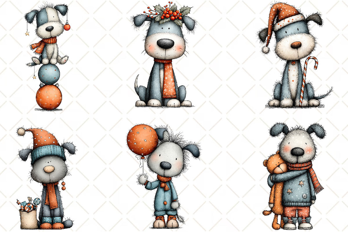 Whimsical Christmas Dogs Clipart, an Animal Illustration by Black Bird Studio (Photo 5 of 6)