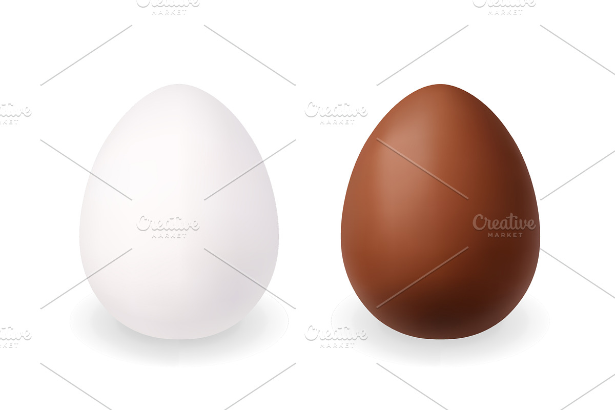 White and brown eggs isolated on, a Food Illustration by GraphiShop