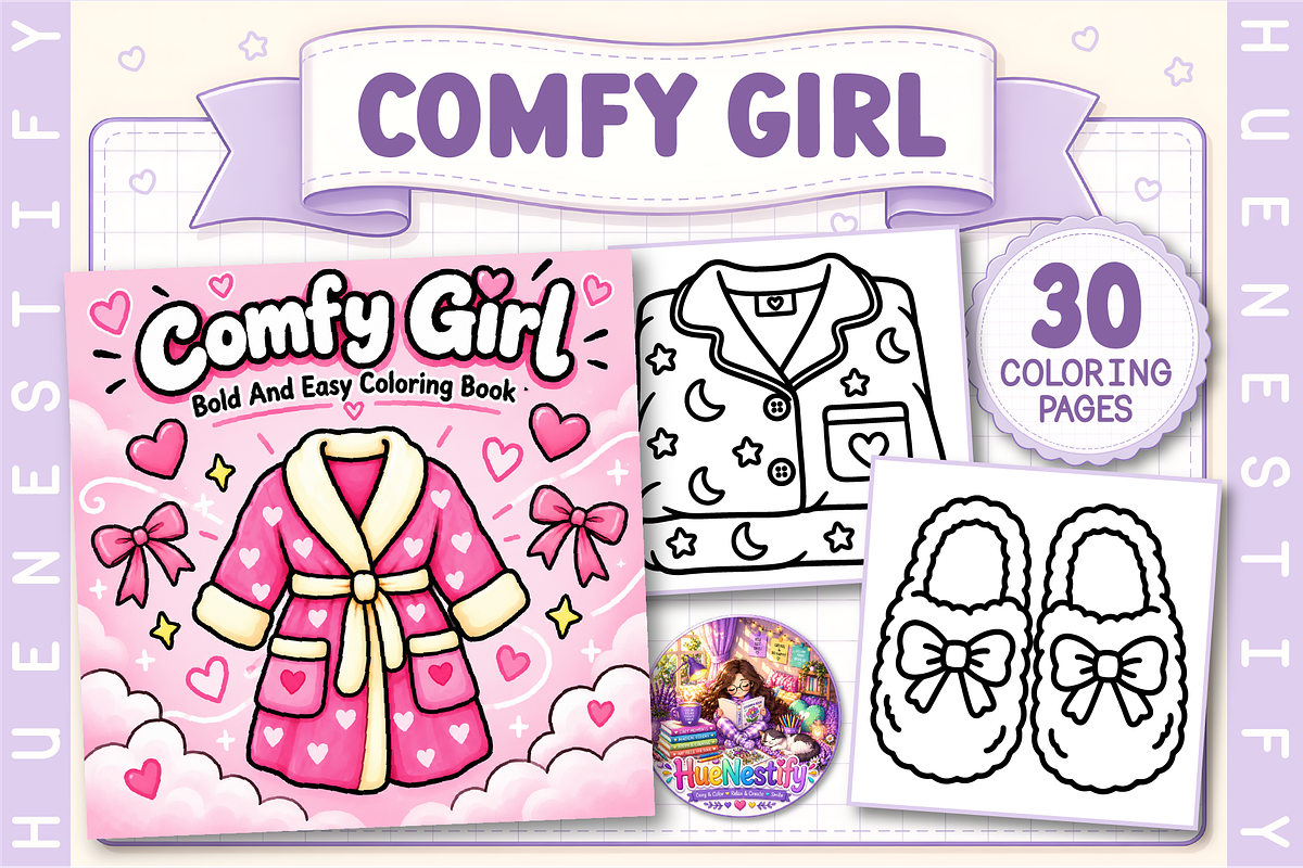 Comfy Girl Coloring Book, a Decorative Illustration by HueNestify (Photo 1 of 4)