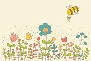 Bee and flowers, an Illustration by BerryCaty (Thumbnail 6 of 14)