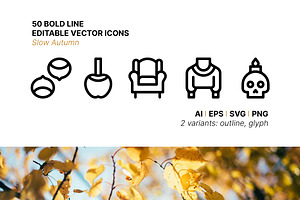 50 Slow Autumn Icons, an Outline Icon by Side Project