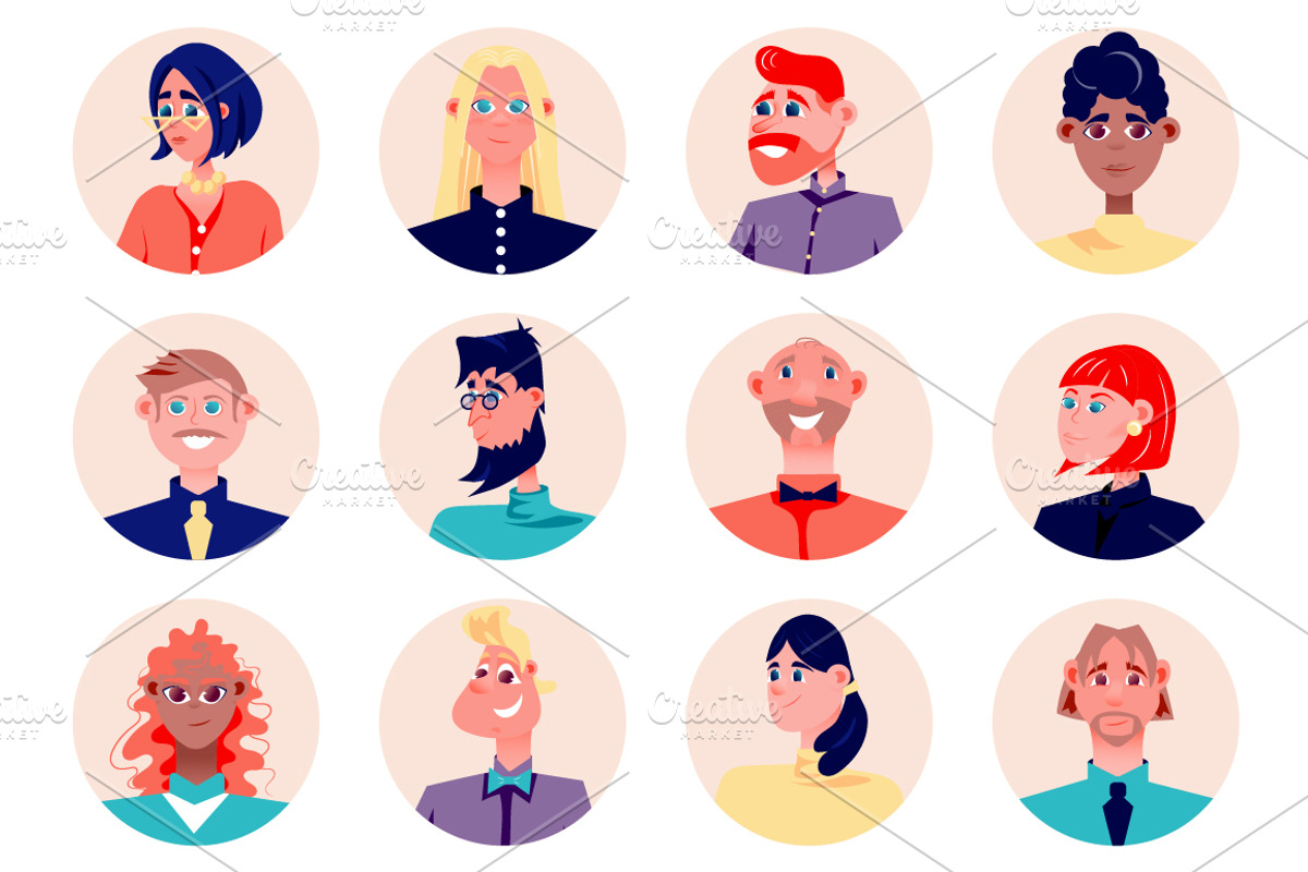 Cartoon People Avatars, an Emoji Icon by alexdndz (Photo 2 of 13)