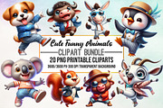 Watercolor Cute Funny Animals, an Animal Illustration by Craft Nest (Thumbnail 1 of 4)
