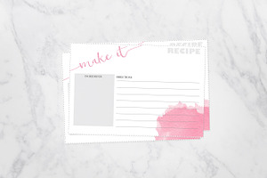 50% Off-Watercolor Recipe Cards 4x6