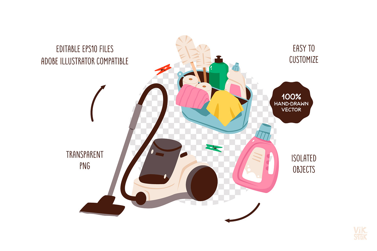 Cleaning & Laundry Clipart, a Work Illustration by vik.stock (Photo 4 of 7)