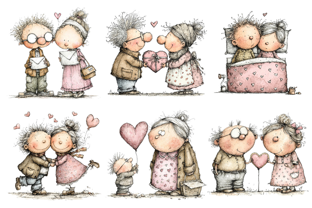 Old Couple Valentine Day Clipart, an Illustration by Pixels.Craft (Photo 4 of 5)