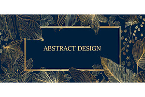 Leaves gold lines banner. Floral art, an Illustration by Stock-Smart-Start