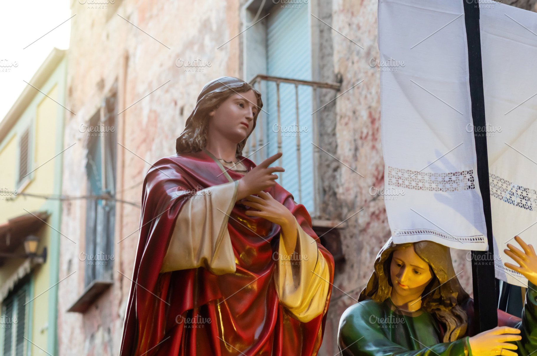 Statues of Mary, Martha and Magdalene during Good Friday procession in Italy, a Holiday Photo by Antonio Gravante Market