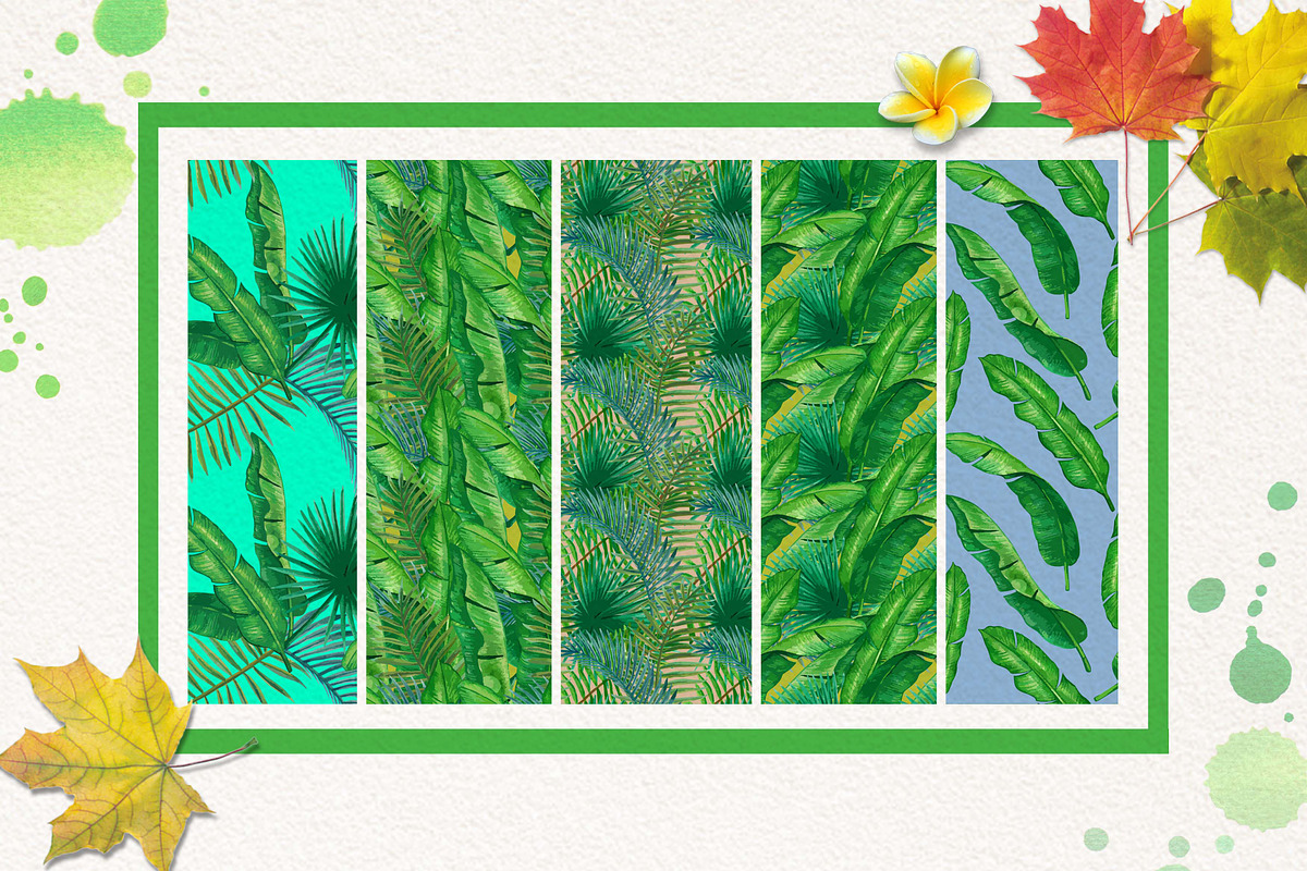 Palm and Banana Leaves Patterns, a Pattern Graphic by Graphobia (Photo 4 of 7)