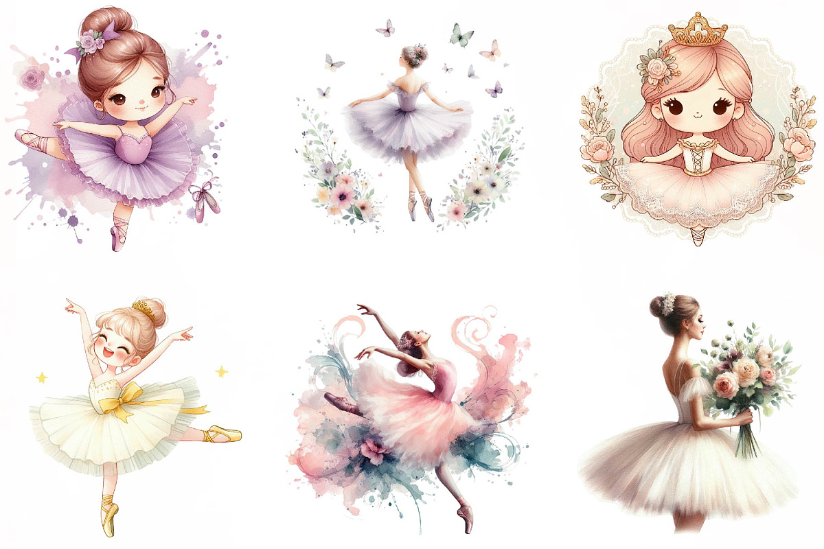 Sweet Ballerina Clipart Bundle, an Illustration by Designking (Photo 3 of 3)