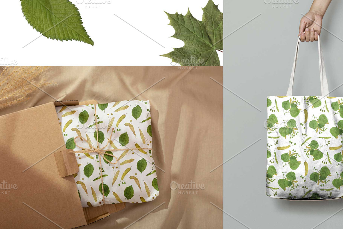 Linden tree leaves and seeds, a Pattern Graphic by Contes_de_fée (Photo 6 of 9)