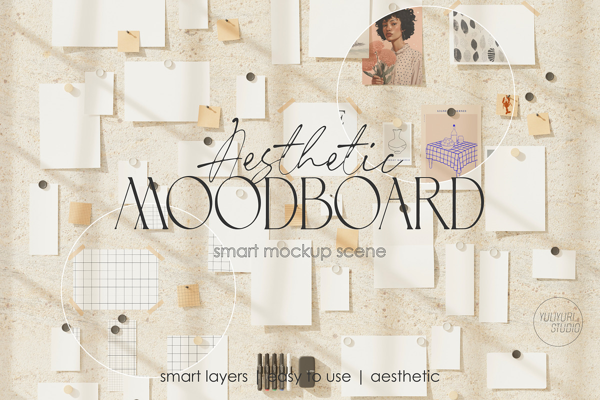 AESTHETIC MOODBOARD | mockup kit, a Product Mockup by yuliyuri.studio (Photo 1 of 15)