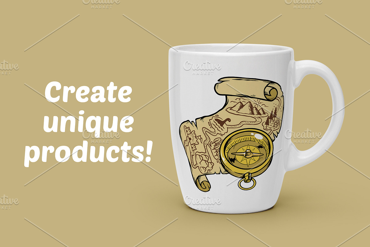 Find treasure on map illustration, an Object Illustration by gunaonedesign (Photo 2 of 5)