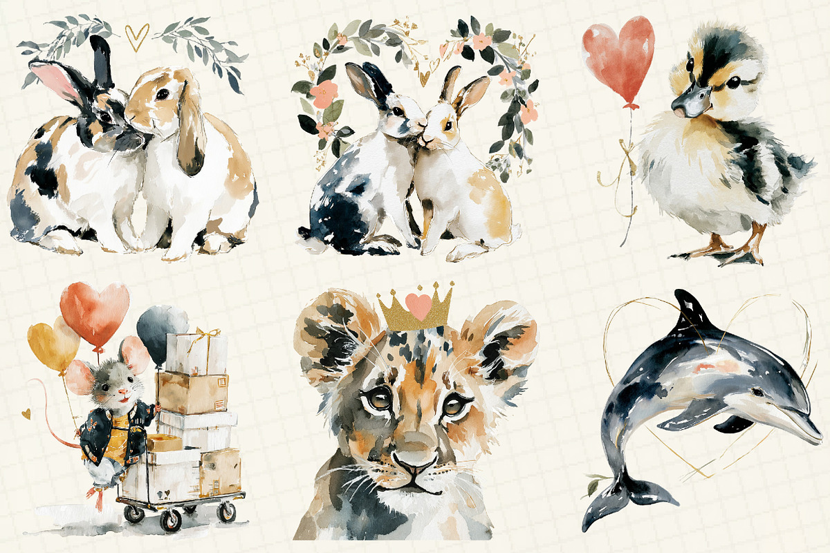 Romantic Set of Valentine Animals, an Illustration by DreamCafeArt (Photo 2 of 6)