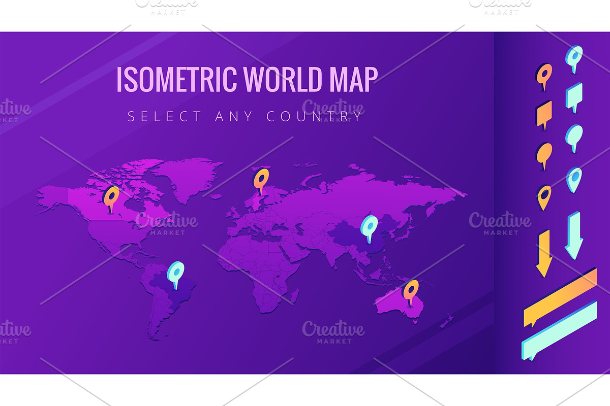 World map isometric vector illustration, a Technology Illustration by ...
