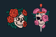 Horror vintage skull tattoo art set, a Decorative Illustration by Good Studio (Thumbnail 7 of 16)